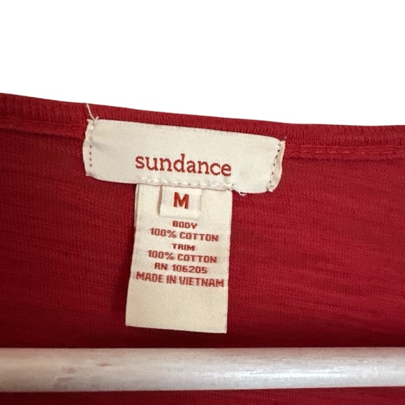Sundance Red Long Sleeve Assymetrical Hem Tee Women Sz M - Picture 2 of 5